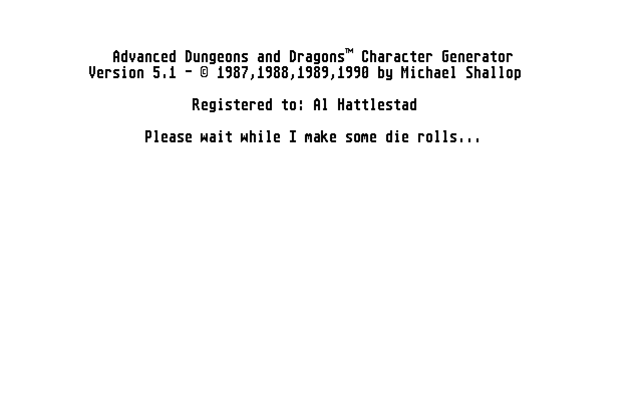 Advanced Dungeons and Dragons Character Generator